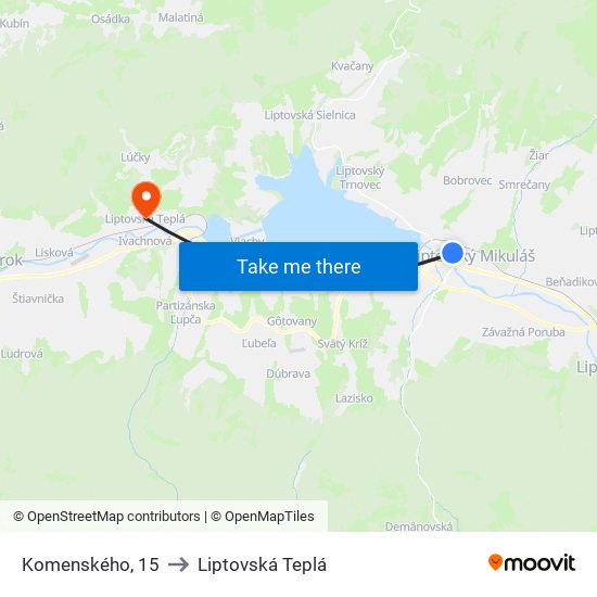 Komenského, 15 to Liptovská Teplá map