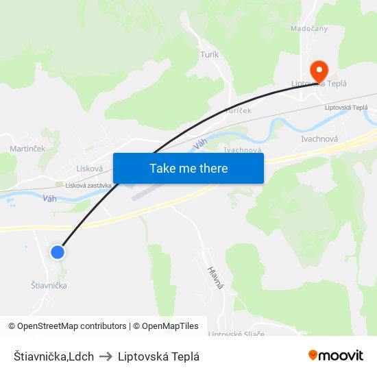 Štiavnička,Ldch to Liptovská Teplá map