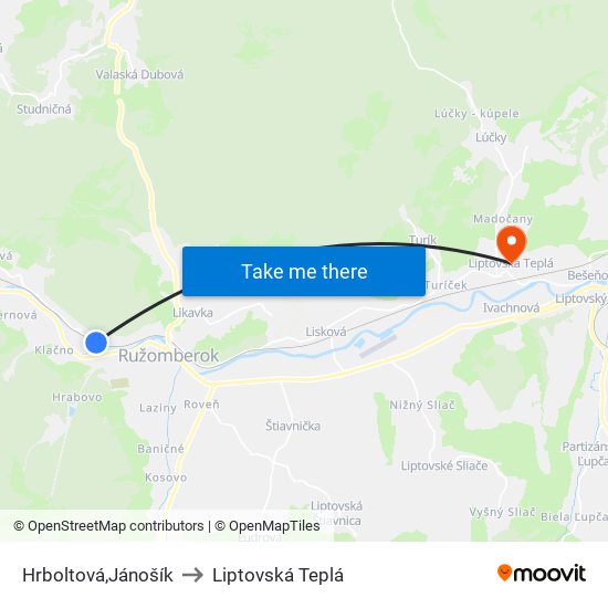 Hrboltová,Jánošík to Liptovská Teplá map