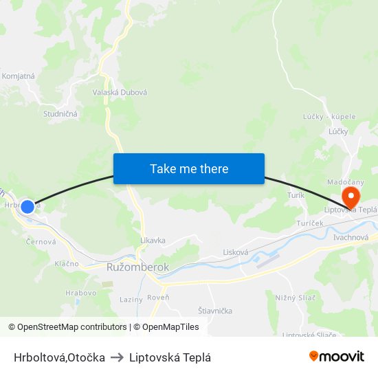 Hrboltová,Otočka to Liptovská Teplá map