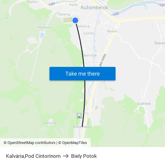 Kalvária,Pod Cintorínom to Biely Potok map