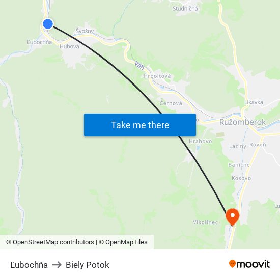 Ľubochňa to Biely Potok map