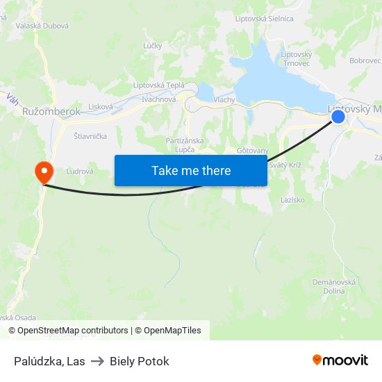 Palúdzka, Las to Biely Potok map