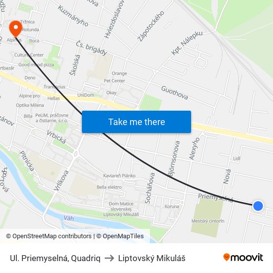 Ul. Priemyselná, Quadriq to Liptovský Mikuláš map