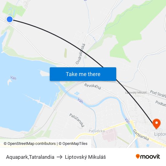 Aquapark,Tatralandia to Liptovský Mikuláš map