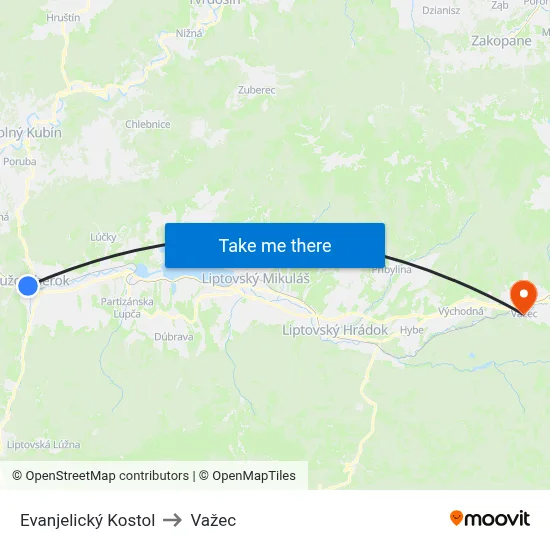 Evanjelický Kostol to Važec map