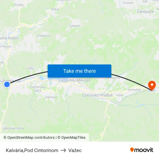 Kalvária,Pod Cintorínom to Važec map