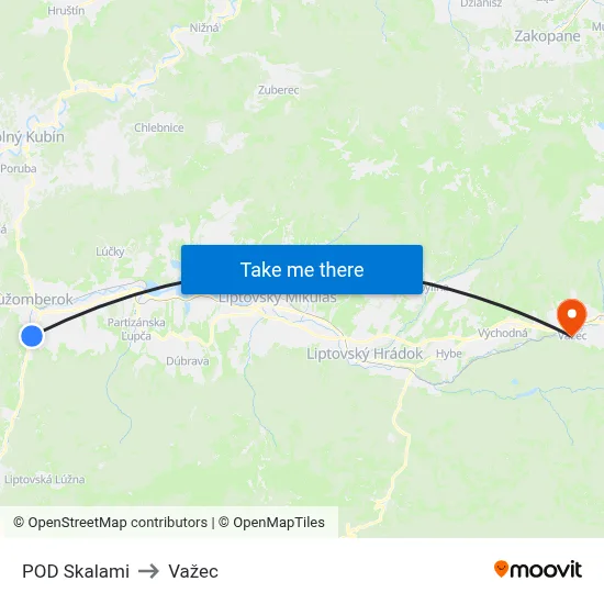 POD Skalami to Važec map