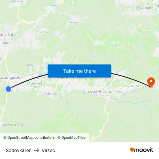 Sódovkáreň to Važec map