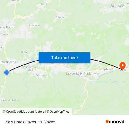 Biely Potok,Raveň to Važec map