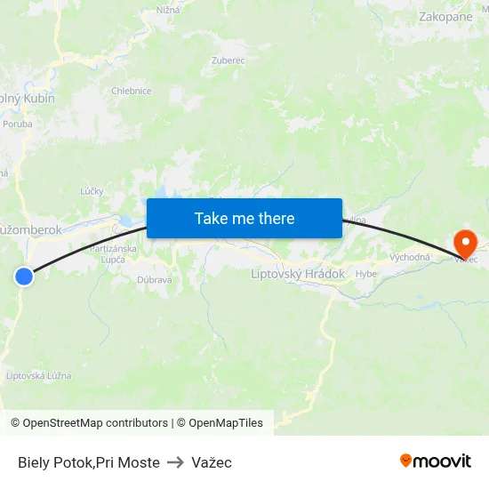 Biely Potok,Pri Moste to Važec map