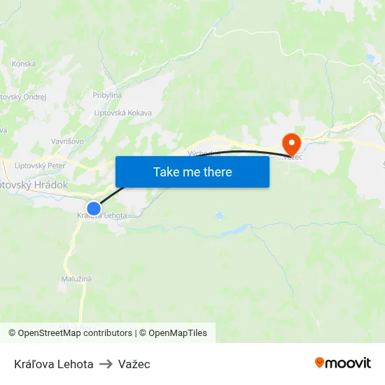 Kráľova Lehota to Važec map