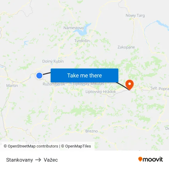 Stankovany to Važec map