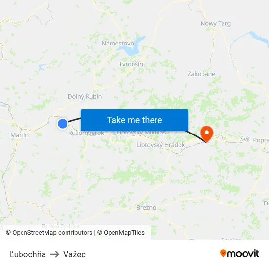 Ľubochňa to Važec map