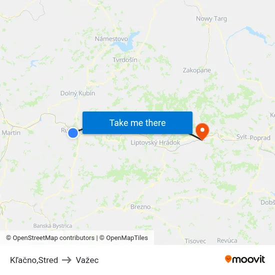 Kľačno,Stred to Važec map