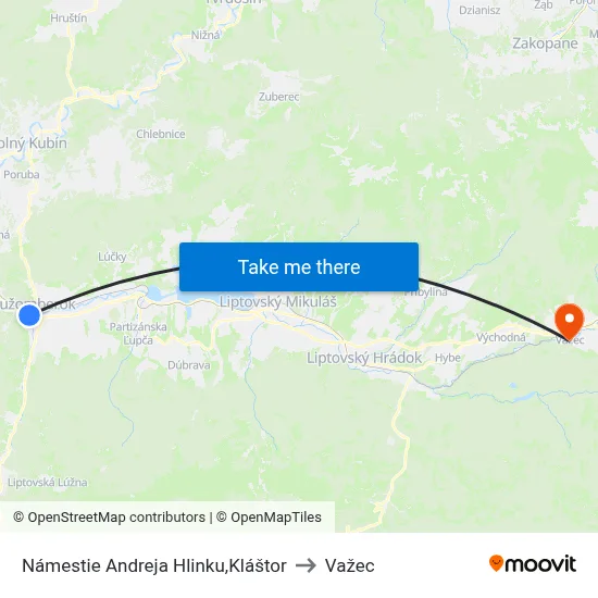 Námestie Andreja Hlinku,Kláštor to Važec map
