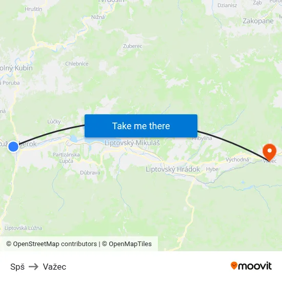 Spš to Važec map