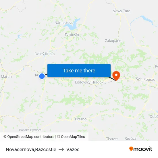 Nováčernová,Rázcestie to Važec map
