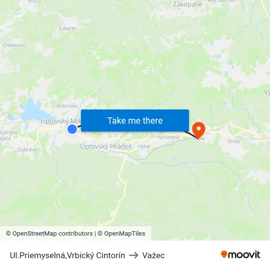 Ul.Priemyselná,Vrbický Cintorín to Važec map