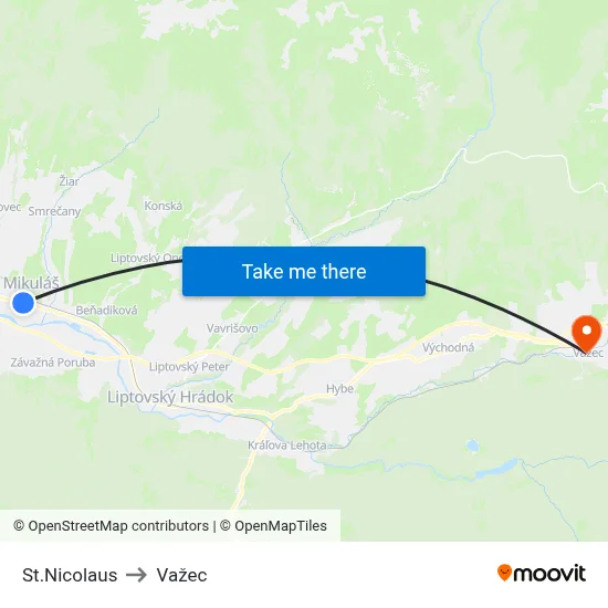 St.Nicolaus to Važec map