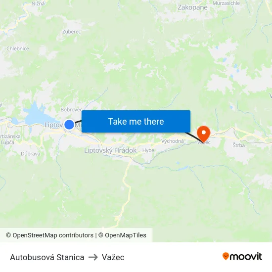 Autobusová Stanica to Važec map