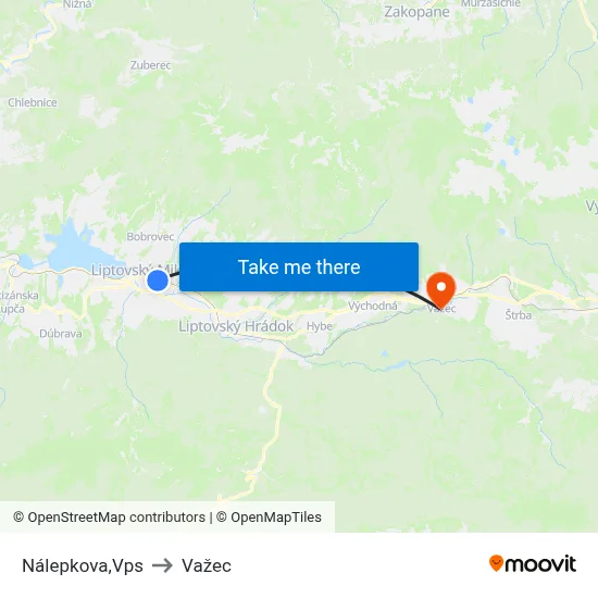 Nálepkova,Vps to Važec map