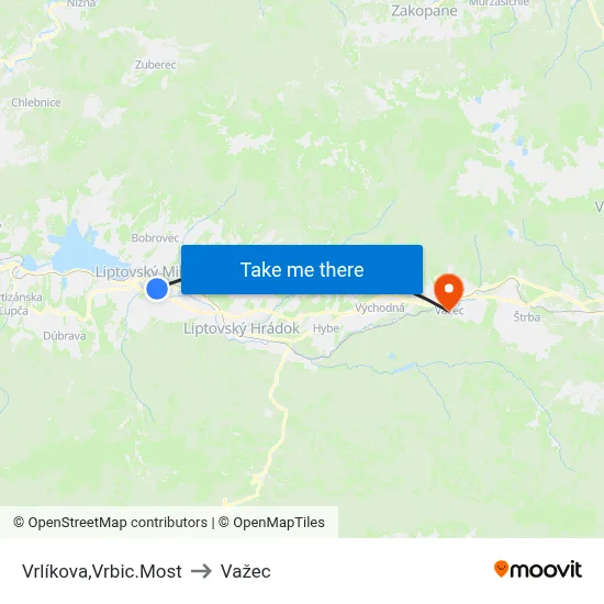 Vrlíkova,Vrbic.Most to Važec map