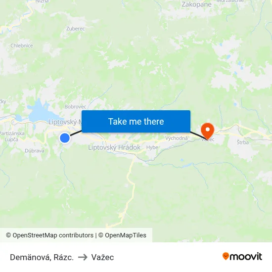 Demänová, Rázc. to Važec map