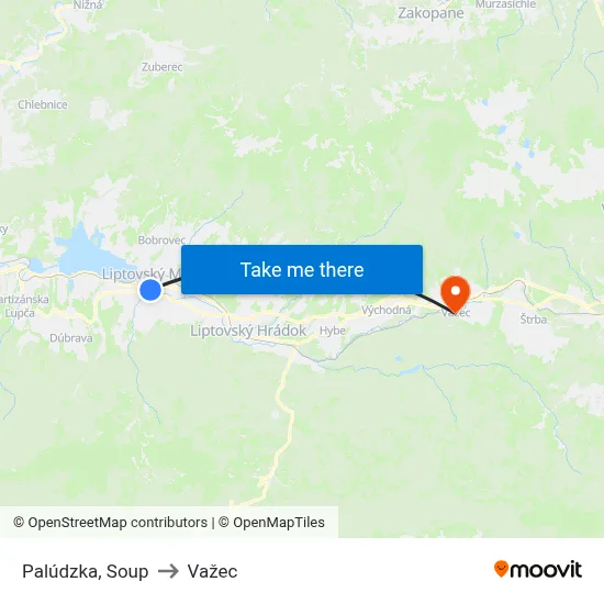 Palúdzka, Soup to Važec map