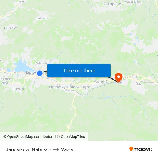 Jánošíkovo Nábrežie to Važec map