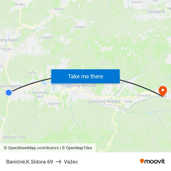 Baničné,K.Sidora 69 to Važec map