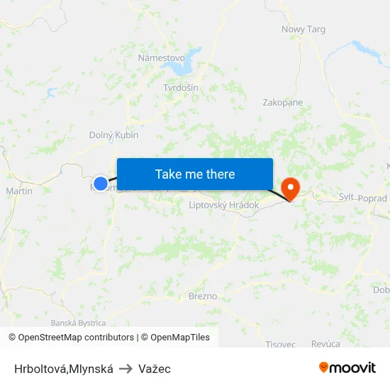 Hrboltová,Mlynská to Važec map