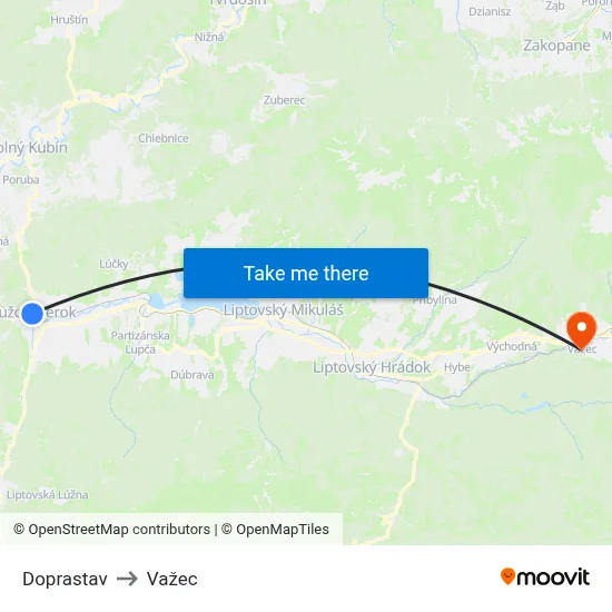 Doprastav to Važec map