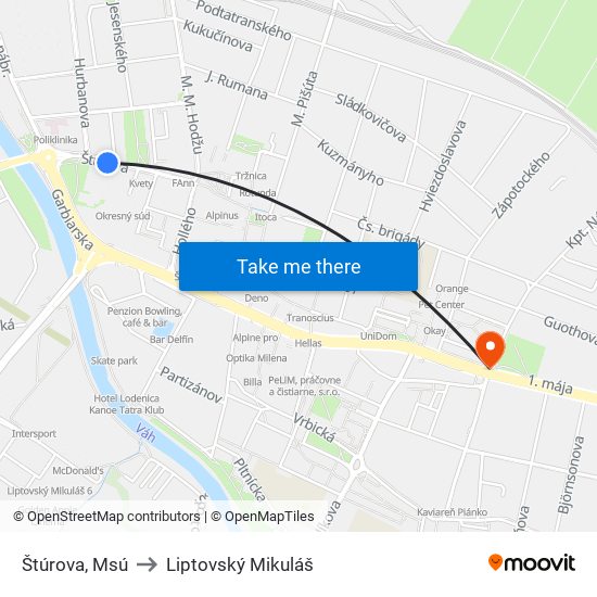 Štúrova, Msú to Liptovský Mikuláš map