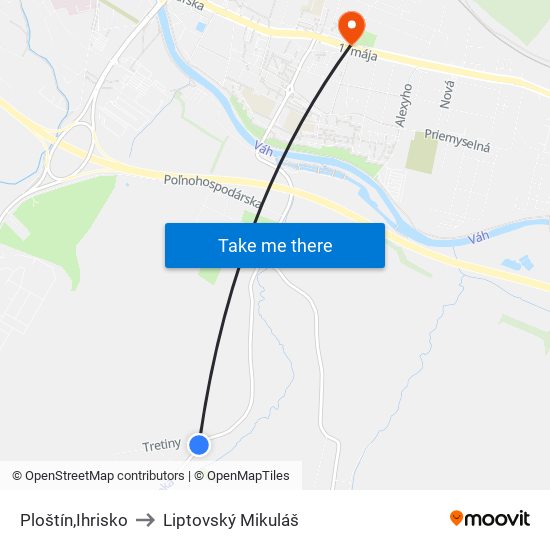 Ploštín,Ihrisko to Liptovský Mikuláš map