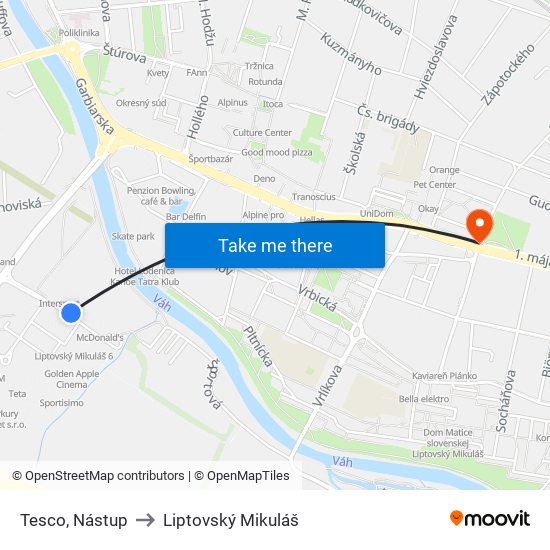 Tesco, Nástup to Liptovský Mikuláš map