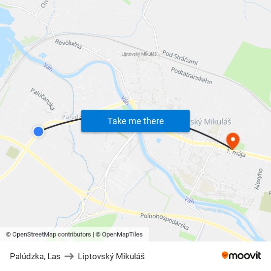 Palúdzka, Las to Liptovský Mikuláš map