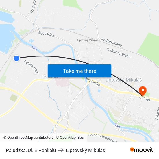 Palúdzka, Ul. E.Penkalu to Liptovský Mikuláš map