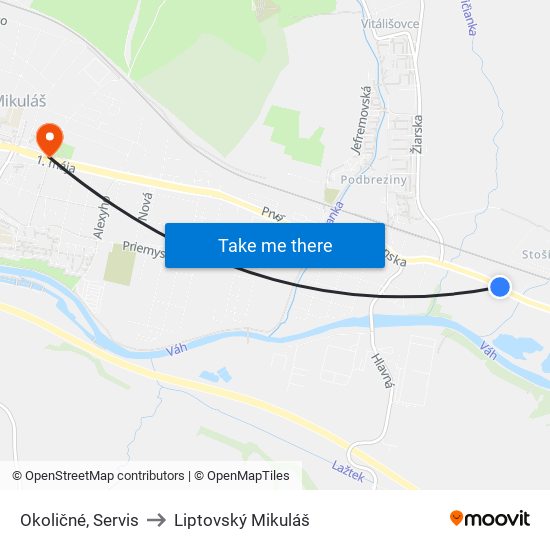 Okoličné, Servis to Liptovský Mikuláš map