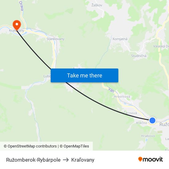 Ružomberok-Rybárpole to Kraľovany map