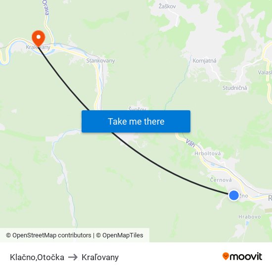 Klačno,Otočka to Kraľovany map