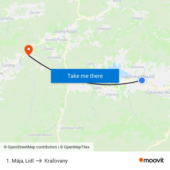 1. Mája, Lidl to Kraľovany map