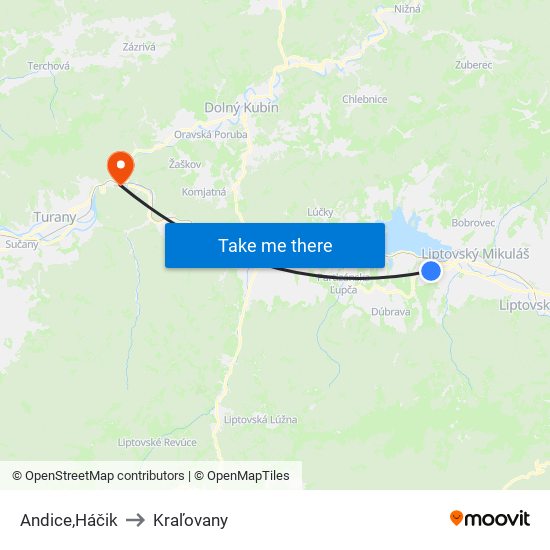 Andice,Háčik to Kraľovany map