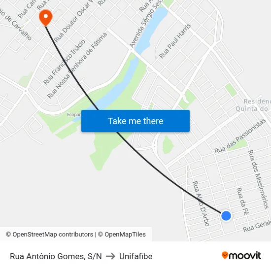 Rua Antônio Gomes, S/N to Unifafibe map