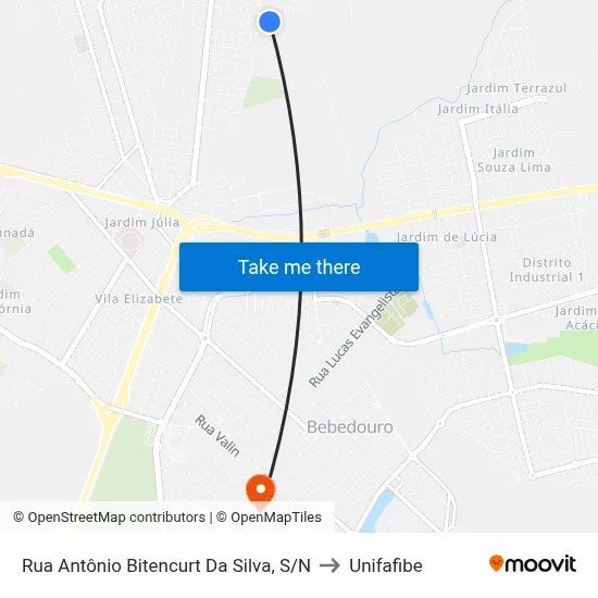 Rua Antônio Bitencurt Da Silva, S/N to Unifafibe map