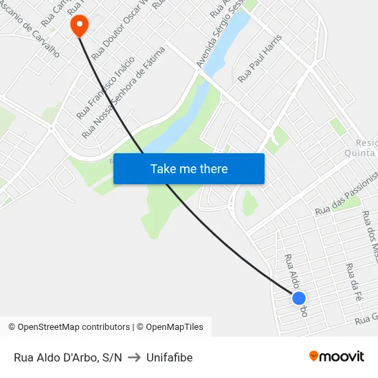 Rua Aldo D'Arbo, S/N to Unifafibe map