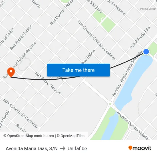 Avenida Maria Dias, S/N to Unifafibe map