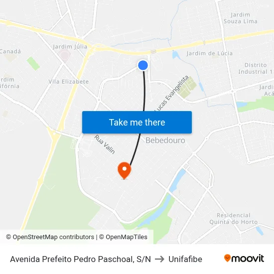 Avenida Prefeito Pedro Paschoal, S/N to Unifafibe map