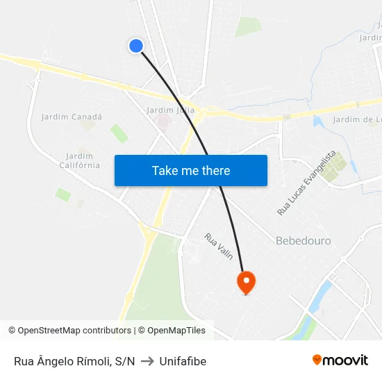 Rua Ângelo Rímoli, S/N to Unifafibe map