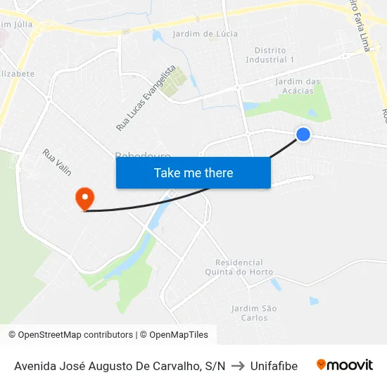 Avenida José Augusto De Carvalho, S/N to Unifafibe map